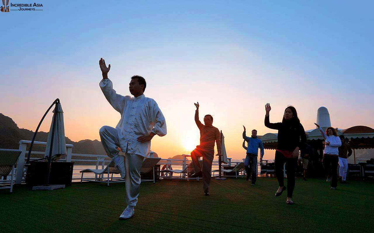 Tai Chi in Halong Bay overnight cruise